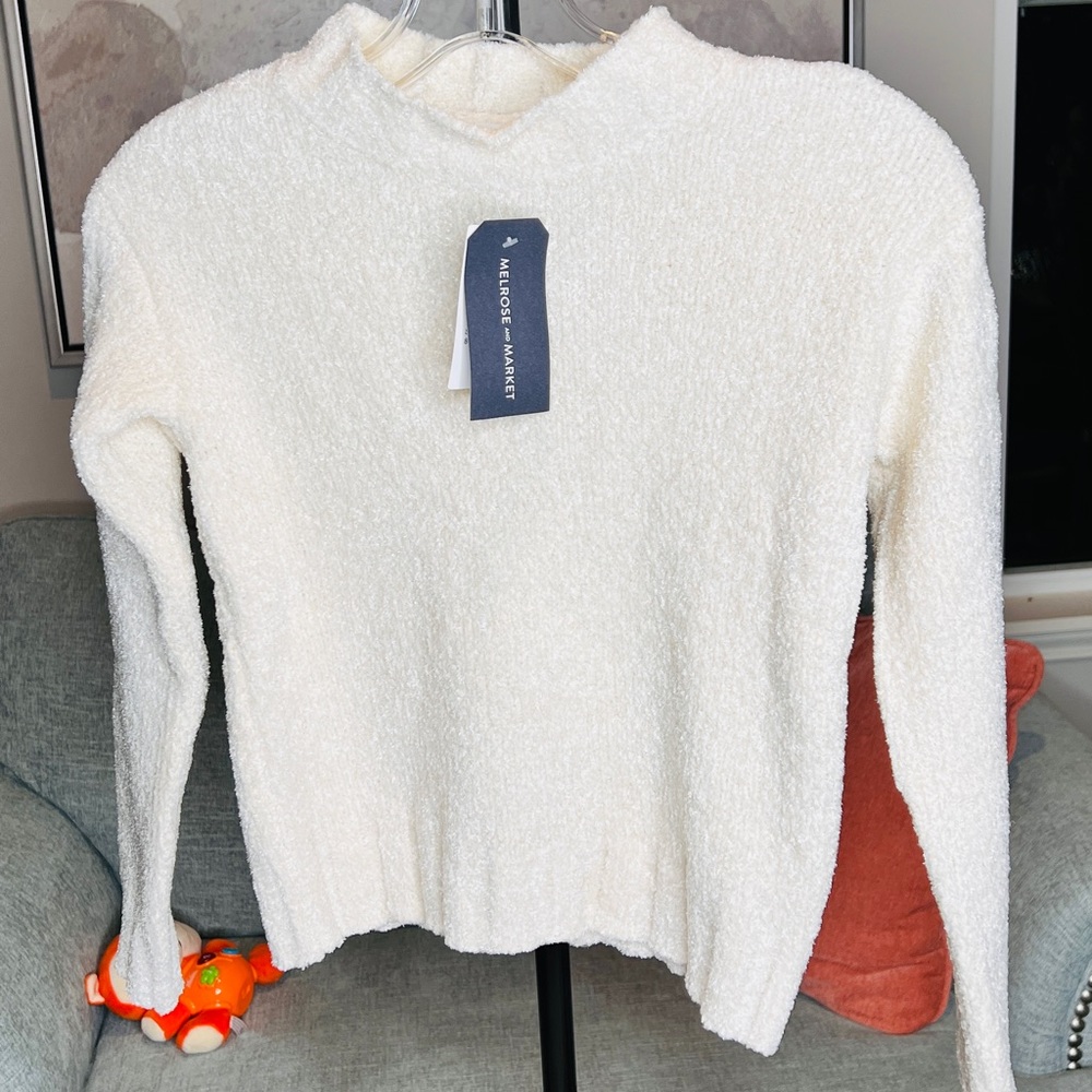 Kids Chenille sparkle sweater, ivory pristine size S 7/8